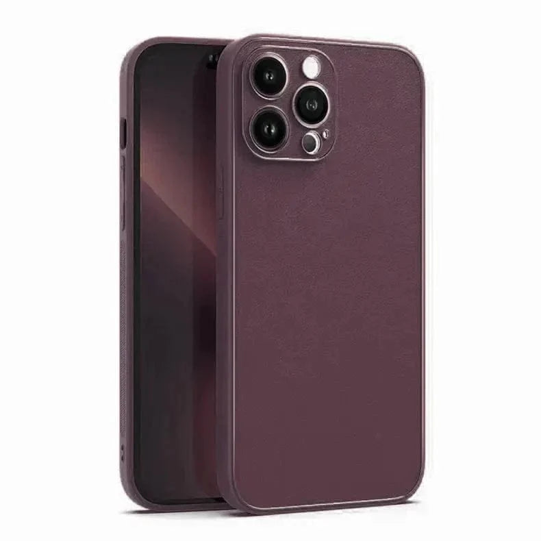Electroplating Leather Texture TPU Edge Hard Case for iPhone 13 iPhone 13 / Black - Ktusu