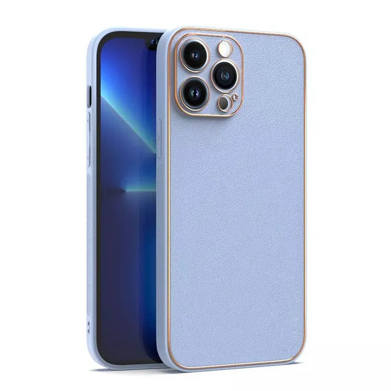 Electroplating Leather Texture TPU Edge Hard Case for iPhone 13 iPhone 13 / Black - Ktusu