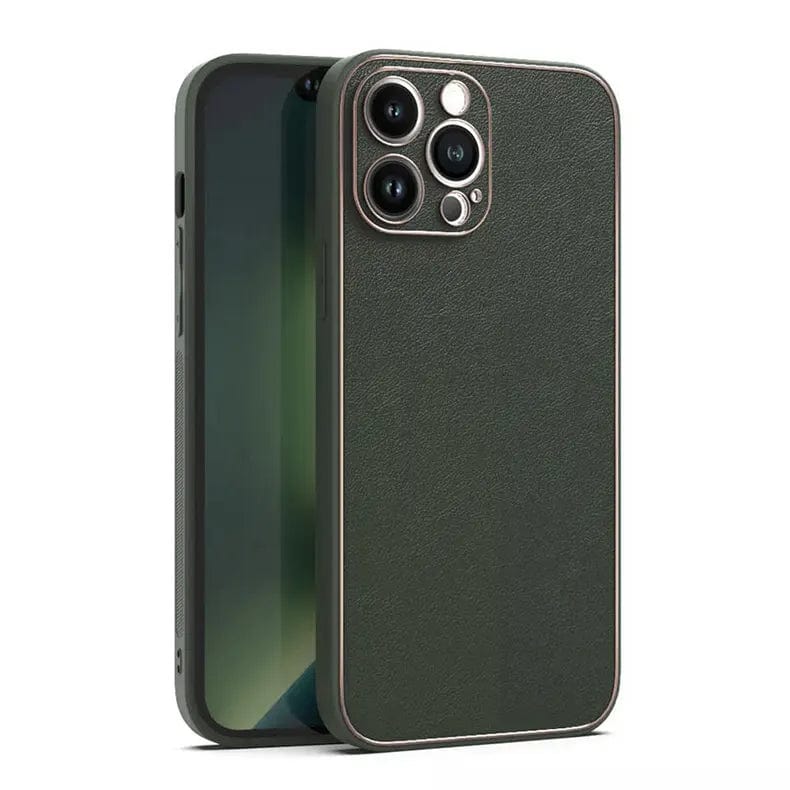 Electroplating Leather Texture TPU Edge Hard Case for iPhone 13 iPhone 13 / Black - Ktusu