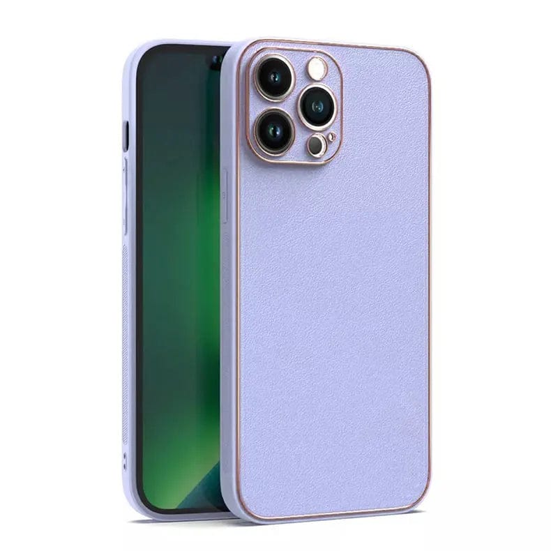 Electroplating Leather Texture TPU Edge Hard Case for iPhone 13 iPhone 13 / Black - Ktusu