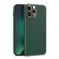 Electroplating Leather Texture TPU Edge Hard Case for iPhone 13 iPhone 13 / Black - Ktusu