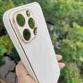 Electroplating Leather Texture TPU Edge Hard Case for iPhone 13 iPhone 13 / Black - Ktusu