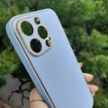Electroplating Leather Texture TPU Edge Hard Case for iPhone 13 iPhone 13 / Black - Ktusu
