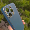 Electroplating Leather Texture TPU Edge Hard Case for iPhone 13 iPhone 13 / Black - Ktusu