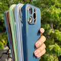 Electroplating Leather Texture TPU Edge Hard Case for iPhone 13 iPhone 13 / Black - Ktusu