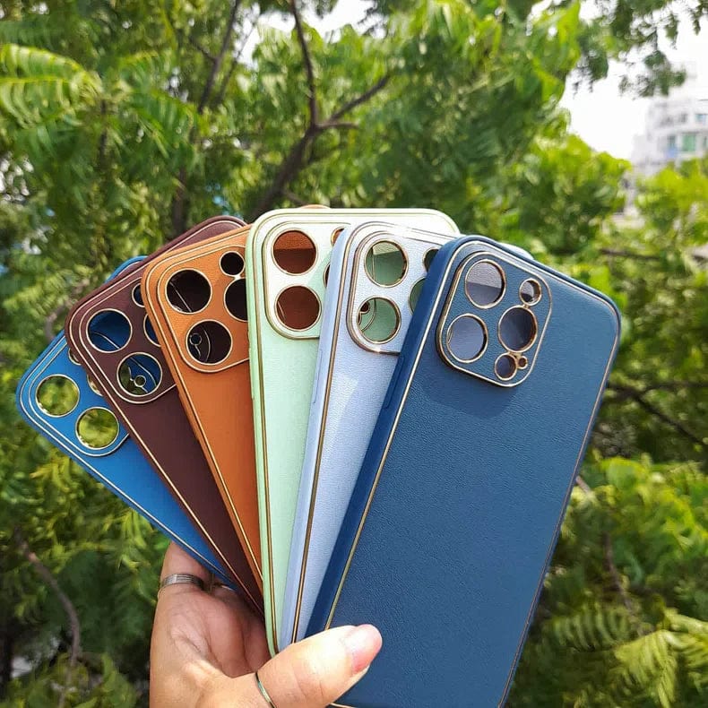Electroplating Leather Texture TPU Edge Hard Case for iPhone 13 iPhone 13 / Black - Ktusu