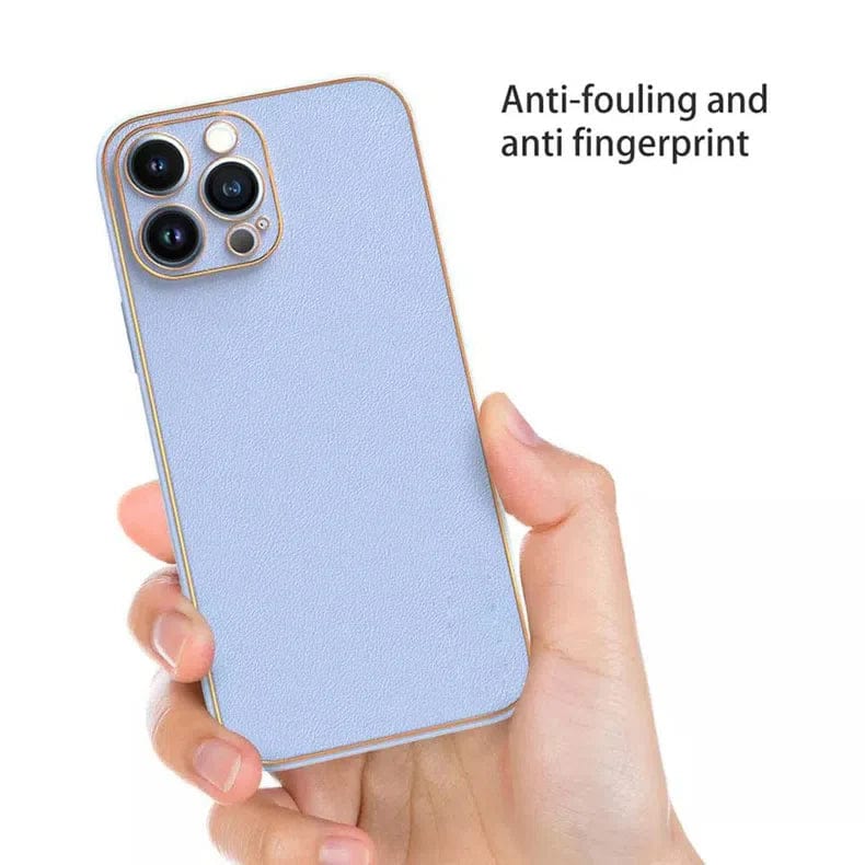 Electroplating Leather Texture TPU Edge Hard Case for iPhone 13 iPhone 13 / Black - Ktusu