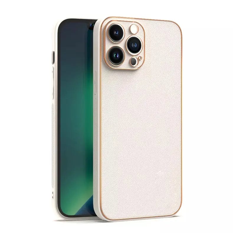 Electroplating Leather Texture TPU Edge Hard Case for iPhone 13 iPhone 13 / Black - Ktusu