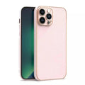 Electroplating Leather Texture TPU Edge Hard Case for iPhone 13 iPhone 13 / Black - Ktusu