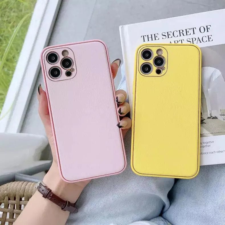 Electroplating Leather Texture TPU Edge Hard Case for iPhone 13 iPhone 13 / Black - Ktusu
