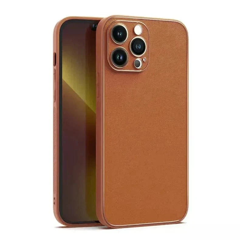 Electroplating Leather Texture TPU Edge Hard Case for iPhone 13 iPhone 13 / Black - Ktusu