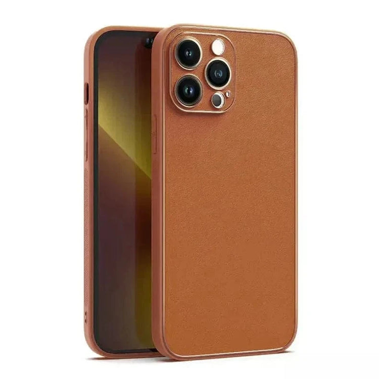 Electroplating Leather Texture TPU Edge Hard Case for iPhone 13 Pro iPhone 13 Pro / Black - Ktusu