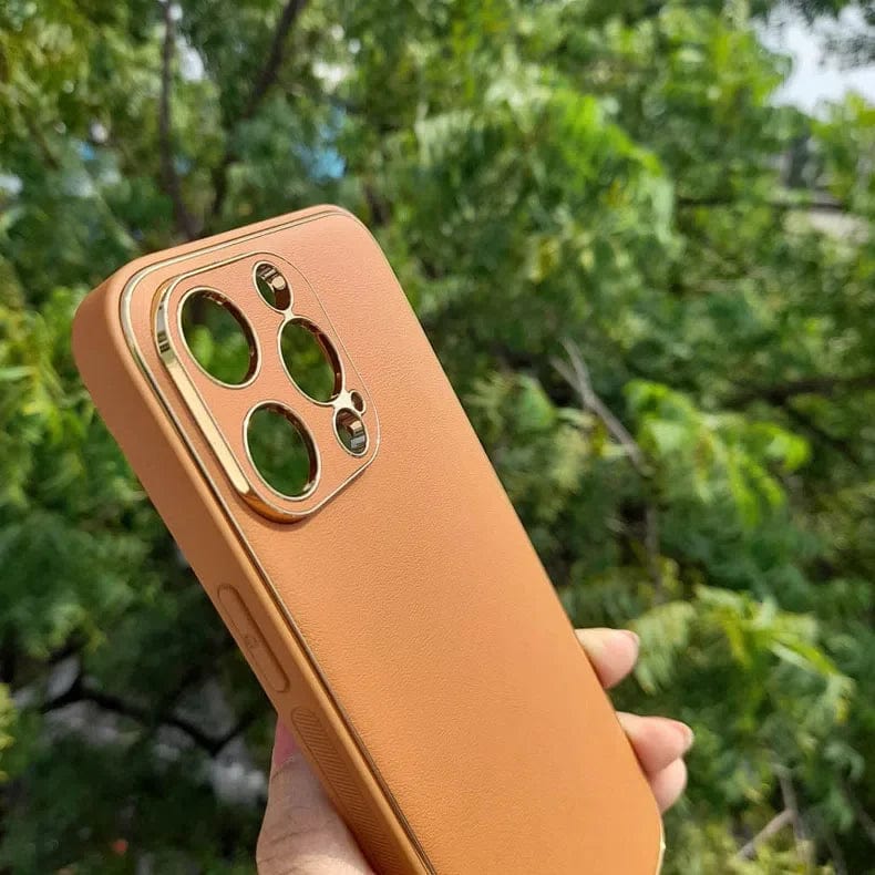 Electroplating Leather Texture TPU Edge Hard Case for iPhone 14 Plus - Ktusu