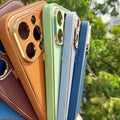 Electroplating Leather Texture TPU Edge Hard Case for iPhone 14 Plus - Ktusu