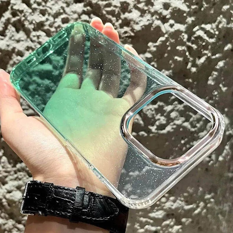 Fashion Bling Glitter Translucent Case for iPhone 15 Pro iPhone 15 Pro / Gradient Green - Ktusu