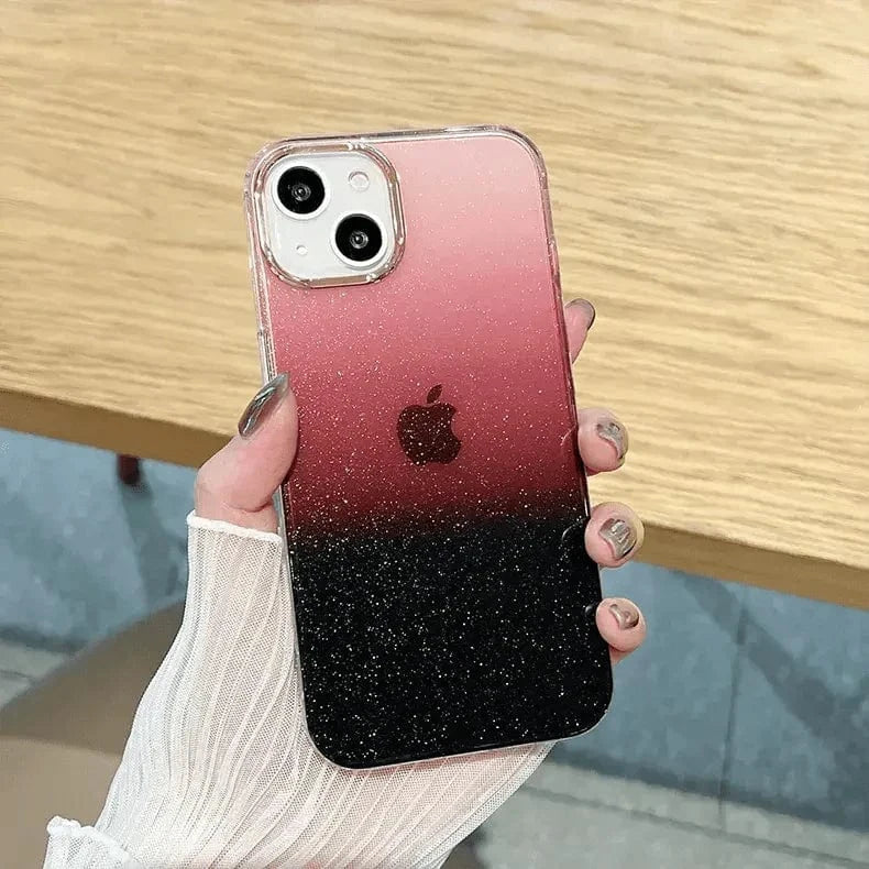 Fashion Bling Glitter Translucent Case for iPhone 16 Plus iPhone 16 Plus / Gradient Black - Ktusu