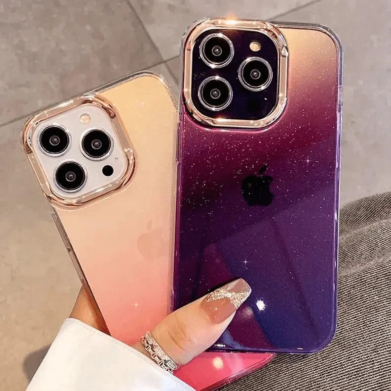 Fashion Bling Glitter Translucent Case for iPhone 16 Plus iPhone 16 Plus / Gradient Black - Ktusu