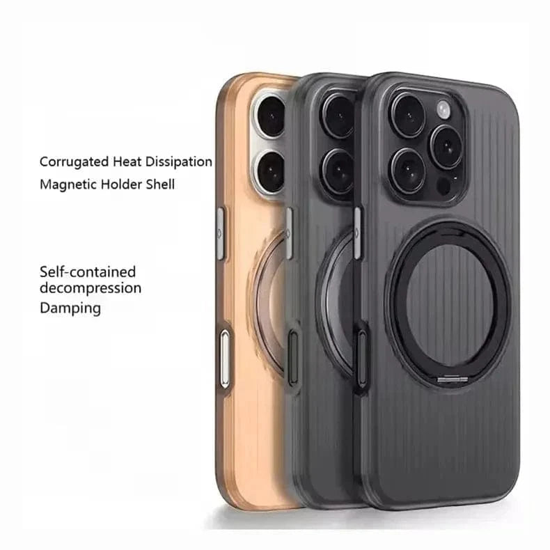 Fluted Texture Magnetic Kickstand Matte Case for iPhone 16 Plus - Ktusu