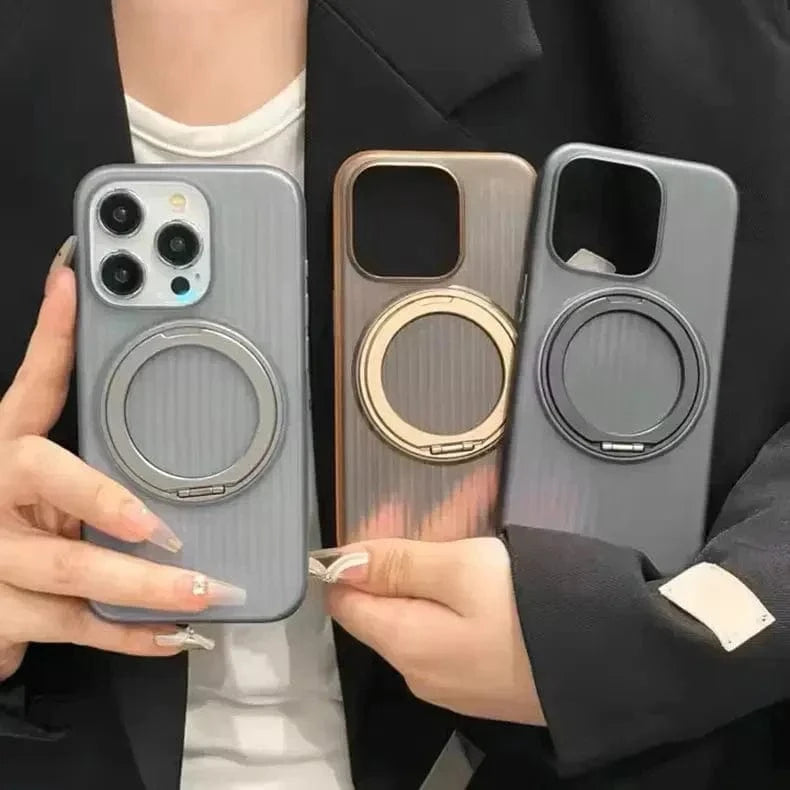 Fluted Texture Magnetic Kickstand Matte Case for iPhone 16 Plus - Ktusu