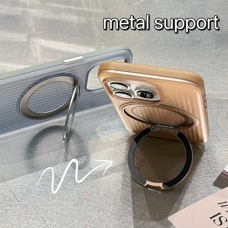 Fluted Texture Magnetic Kickstand Matte Case for iPhone 16 Pro Max - Ktusu