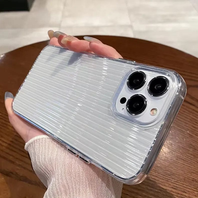 Fluted Texture Magsafe Clear Case for iPhone 15 Pro Max iPhone 15 Pro Max / without magsafe / Clear - Ktusu