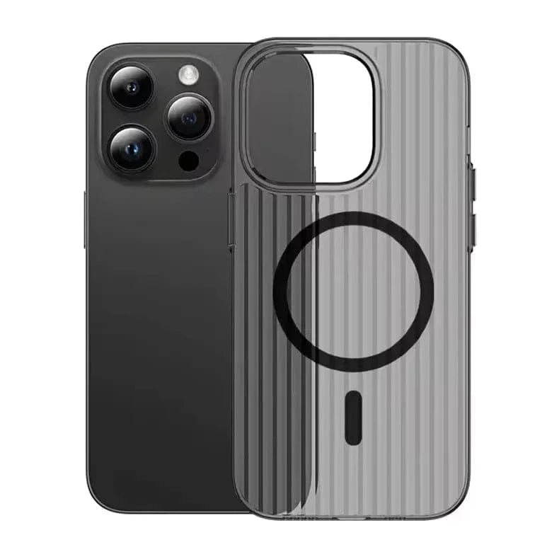 Fluted Texture Magsafe Clear Case for iPhone 16 Plus iPhone 16 Plus / with magsafe / Smoke - Ktusu