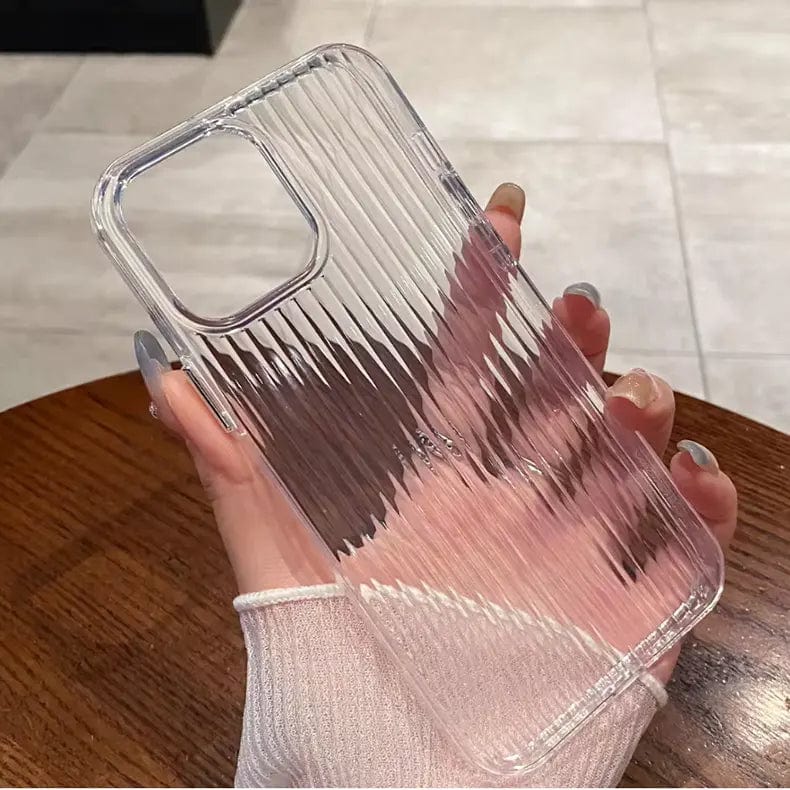 Fluted Texture Magsafe Clear Case for iPhone 16 Plus iPhone 16 Plus / without magsafe / Clear - Ktusu