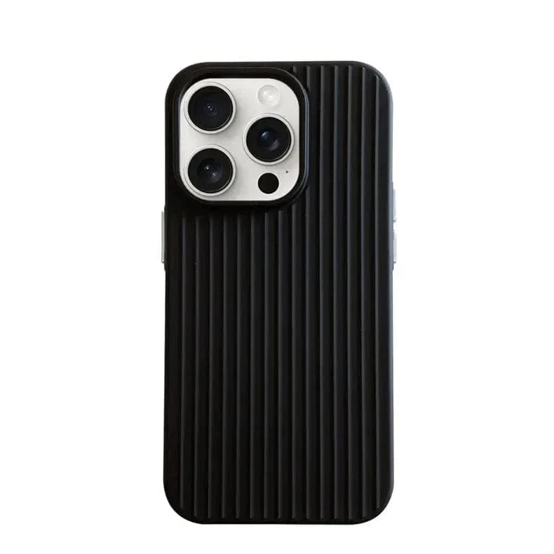Fluted Texture Soft Touch Magsafe PC Case for iPhone 15 Pro Max iPhone 15 Pro Max / with magsafe / Black - Ktusu