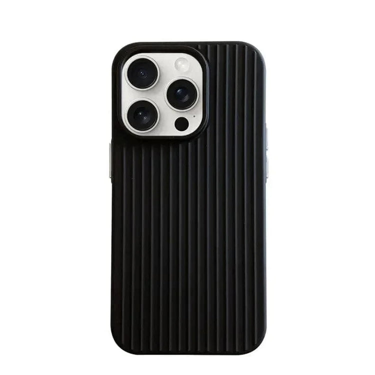 Fluted Texture Soft Touch Magsafe PC Case for iPhone 15 Pro Max iPhone 15 Pro Max / with magsafe / Black - Ktusu