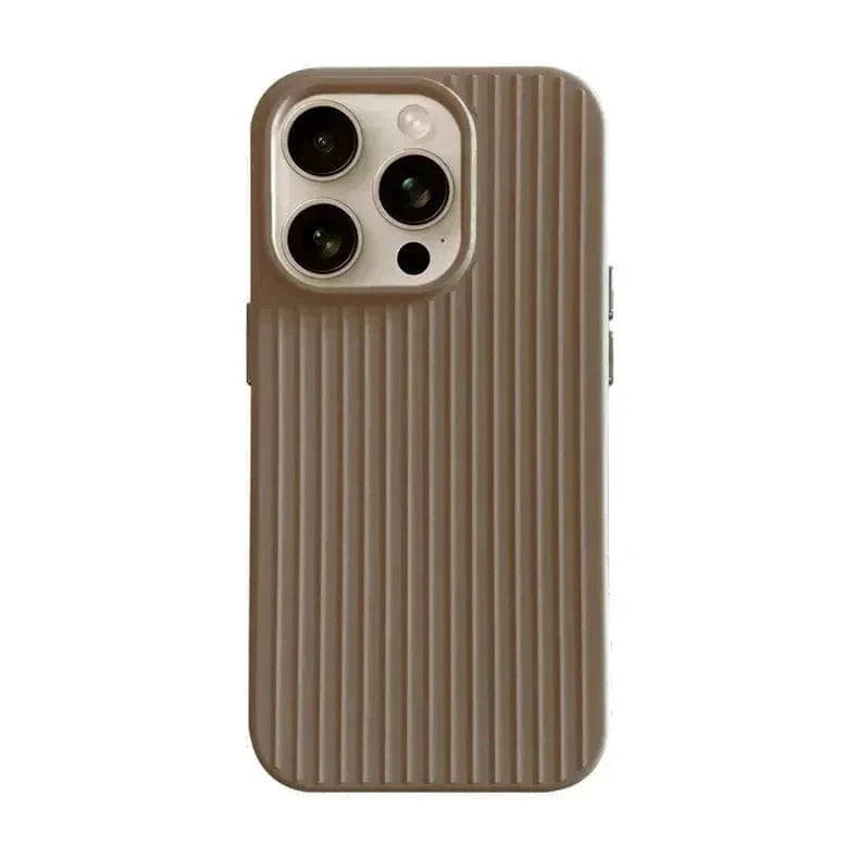 Fluted Texture Soft Touch Magsafe PC Case for iPhone 15 Pro Max iPhone 15 Pro Max / with magsafe / Khaki - Ktusu