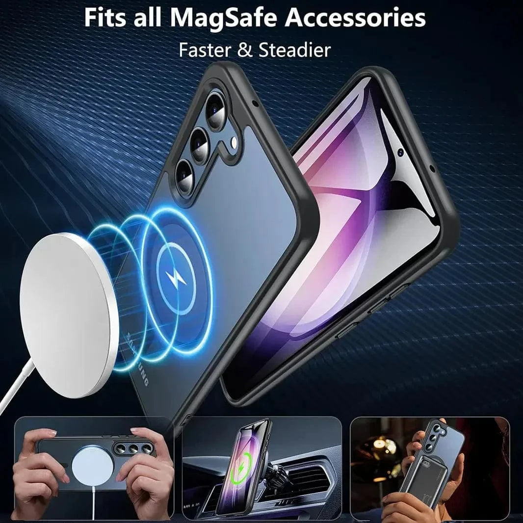 Frosted Semi Transparent MagSafe Case for Samsung S25 Samsung S25 / Black - Ktusu