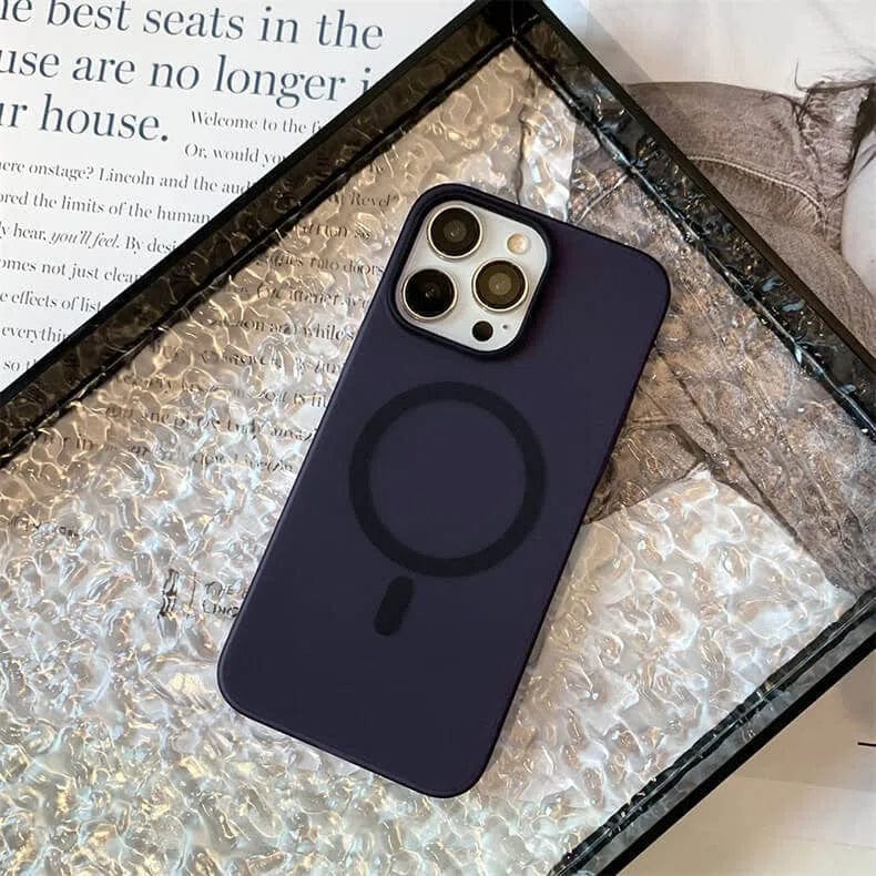 Frosted Ultra-Thin Slim Matte Magsafe Hard Case for iPhone 15 iPhone 15 / Midnight Blue / with magsafe - Ktusu