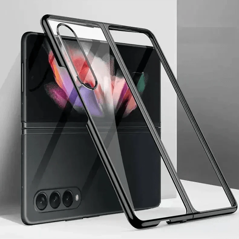 Full Electroplating Frame clear Hard Case for Samsung Z Fold4 Samsung Z Fold4 / Black - Ktusu