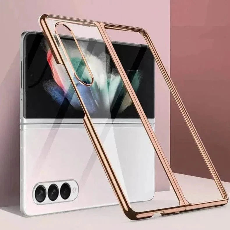 Full Electroplating Frame clear Hard Case for Samsung Z Fold4 Samsung Z Fold4 / Champange Gold - Ktusu