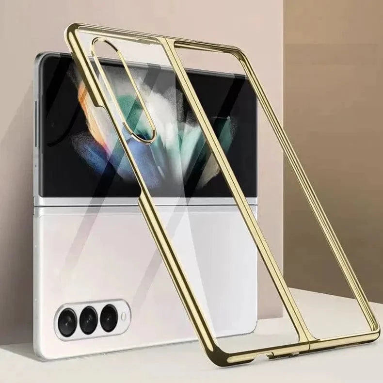 Full Electroplating Frame clear Hard Case for Samsung Z Fold4 Samsung Z Fold4 / Gold - Ktusu