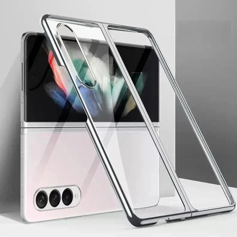 Full Electroplating Frame clear Hard Case for Samsung Z Fold4 Samsung Z Fold4 / Silver - Ktusu
