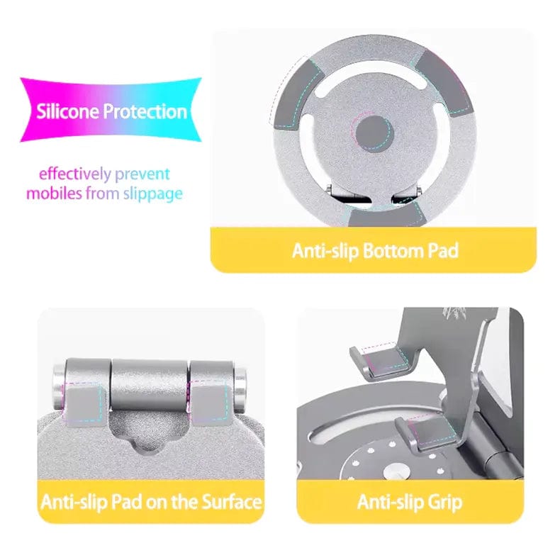G62 Portable Folding 360 Rotating Mobile Phone Stand Silver - Ktusu