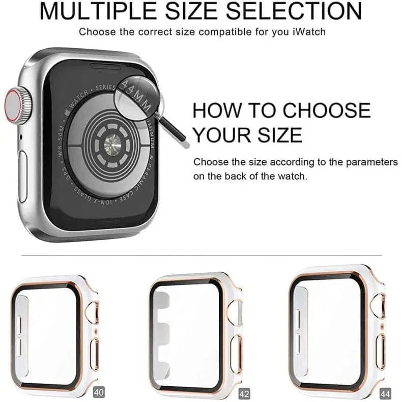 Glossy Chrome Hard PC Built-in Glass Cover for Apple Watch 41mm - Ktusu