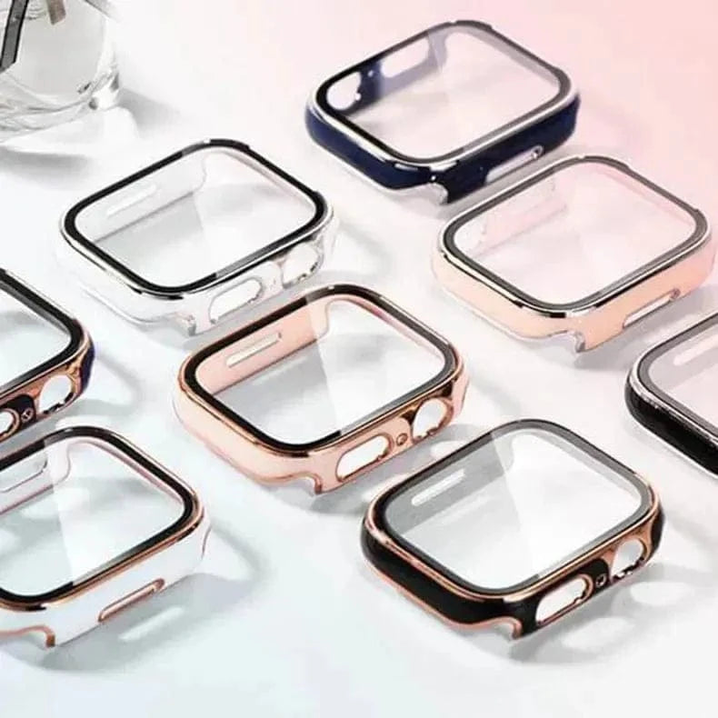 Glossy Chrome Hard PC Built-in Glass Cover for Apple Watch 41mm - Ktusu