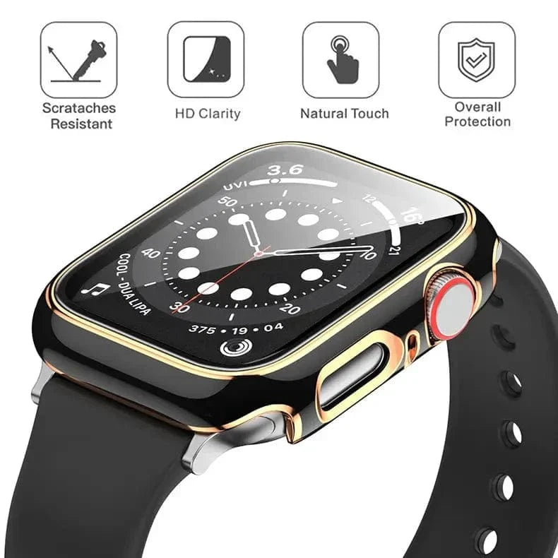 Glossy Chrome Hard PC Built-in Glass Cover for Apple Watch 41mm - Ktusu
