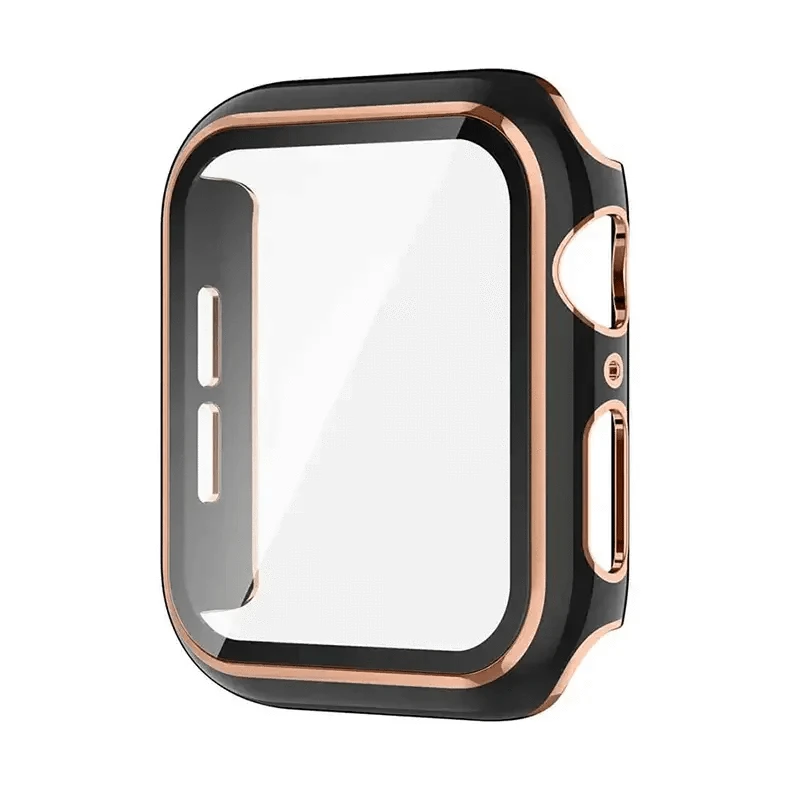 Glossy Chrome Hard PC Built-in Glass Cover for Apple Watch 41mm 41mm / Black Bronze Gold - Ktusu
