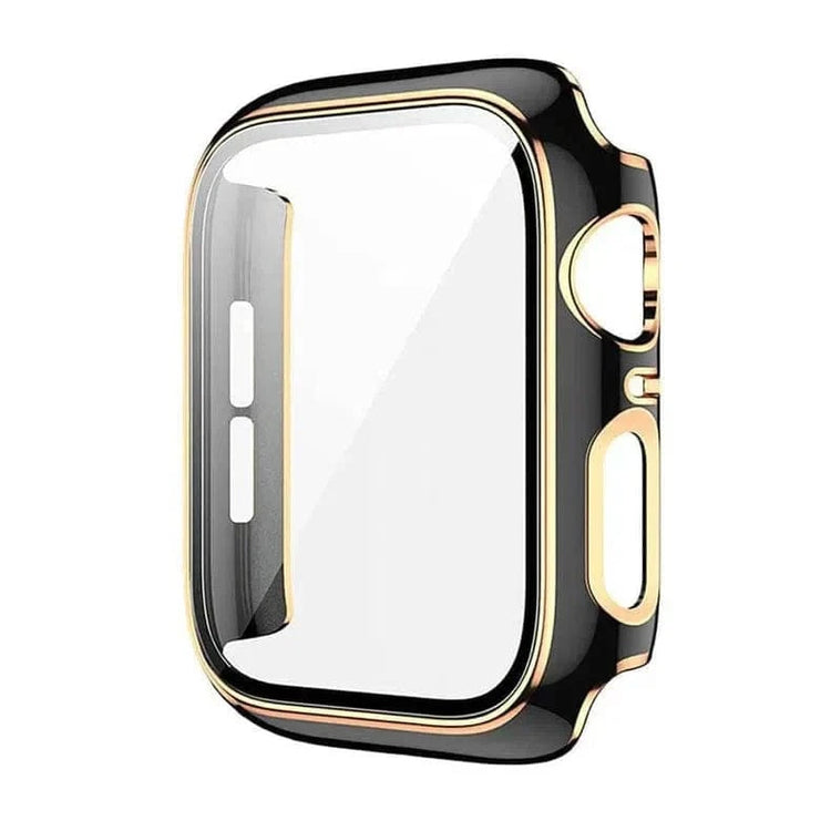 Glossy Chrome Hard PC Built-in Glass Cover for Apple Watch 41mm 41mm / Black Bronze Gold - Ktusu
