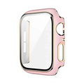 Glossy Chrome Hard PC Built-in Glass Cover for Apple Watch 41mm 41mm / Pink Silver - Ktusu