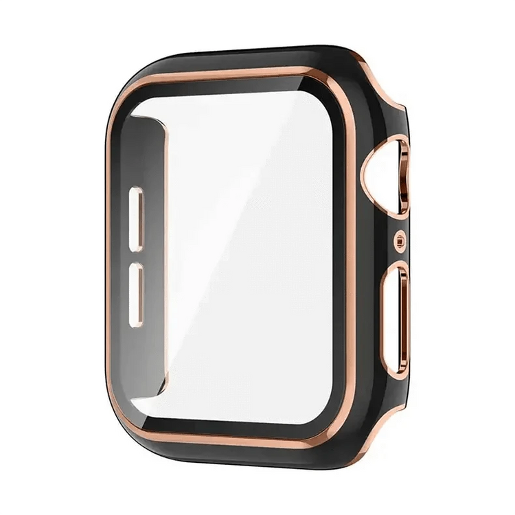 Glossy Chrome Hard PC Built-in Glass Cover for Apple Watch 44mm 44mm / Black Bronze Gold - Ktusu