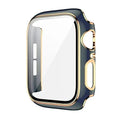 Glossy Chrome Hard PC Built-in Glass Cover for Apple Watch 45mm 45mm / Midnight Blue - Ktusu