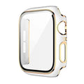 Glossy Chrome Hard PC Built-in Glass Cover for Apple Watch 45mm 45mm / White Gold - Ktusu