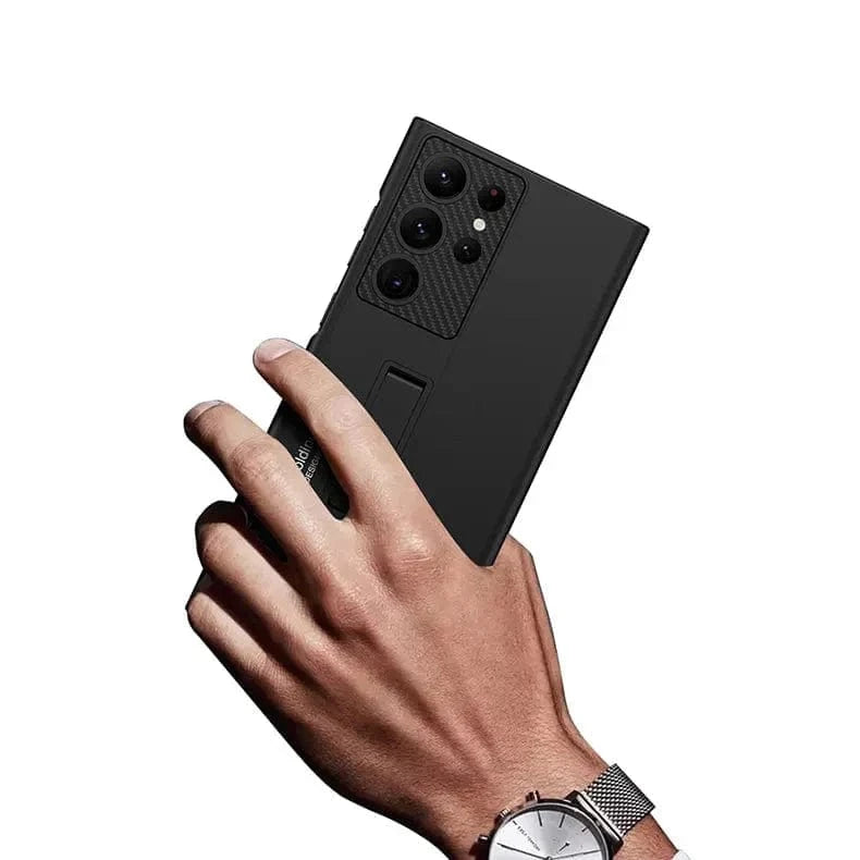 Hidden Bracket Kickstand Matte Hard Case for Samsung S24 Ultra Samsung S24 Ultra / Black - Ktusu