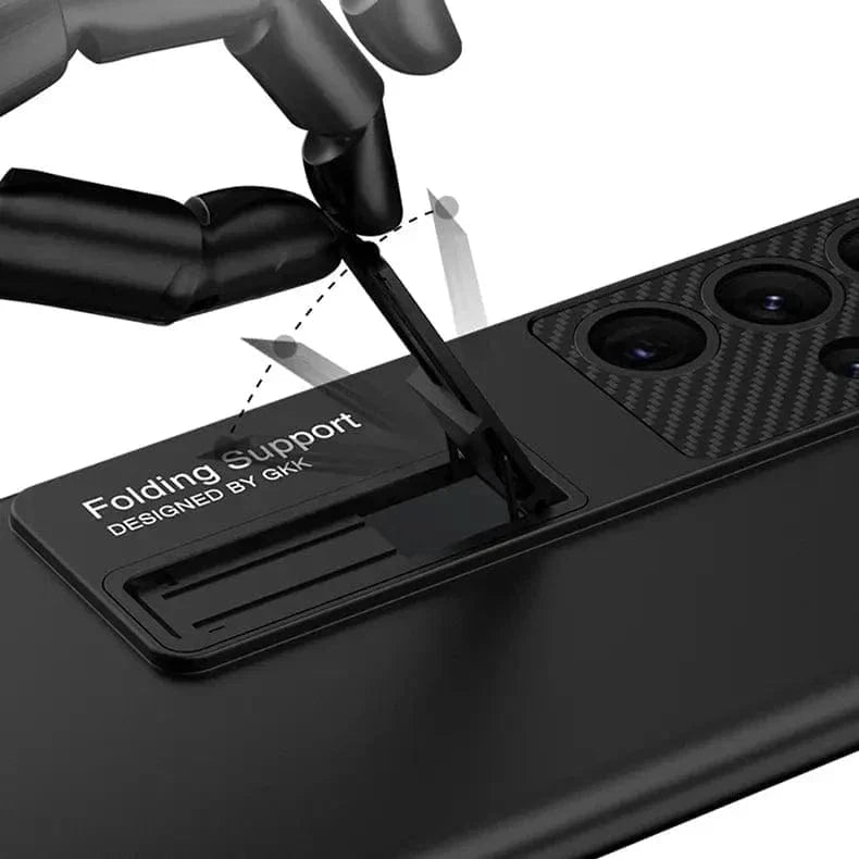 Hidden Bracket Kickstand Matte Hard Case for Samsung S24 Ultra Samsung S24 Ultra / Black - Ktusu