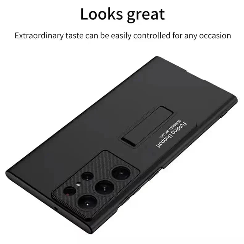 Hidden Bracket Kickstand Matte Hard Case for Samsung S24 Ultra Samsung S24 Ultra / Black - Ktusu
