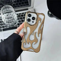 Hollow Flame Soft Case for iPhone 15 Pro iPhone 15 Pro / Glossy / Gold - Ktusu